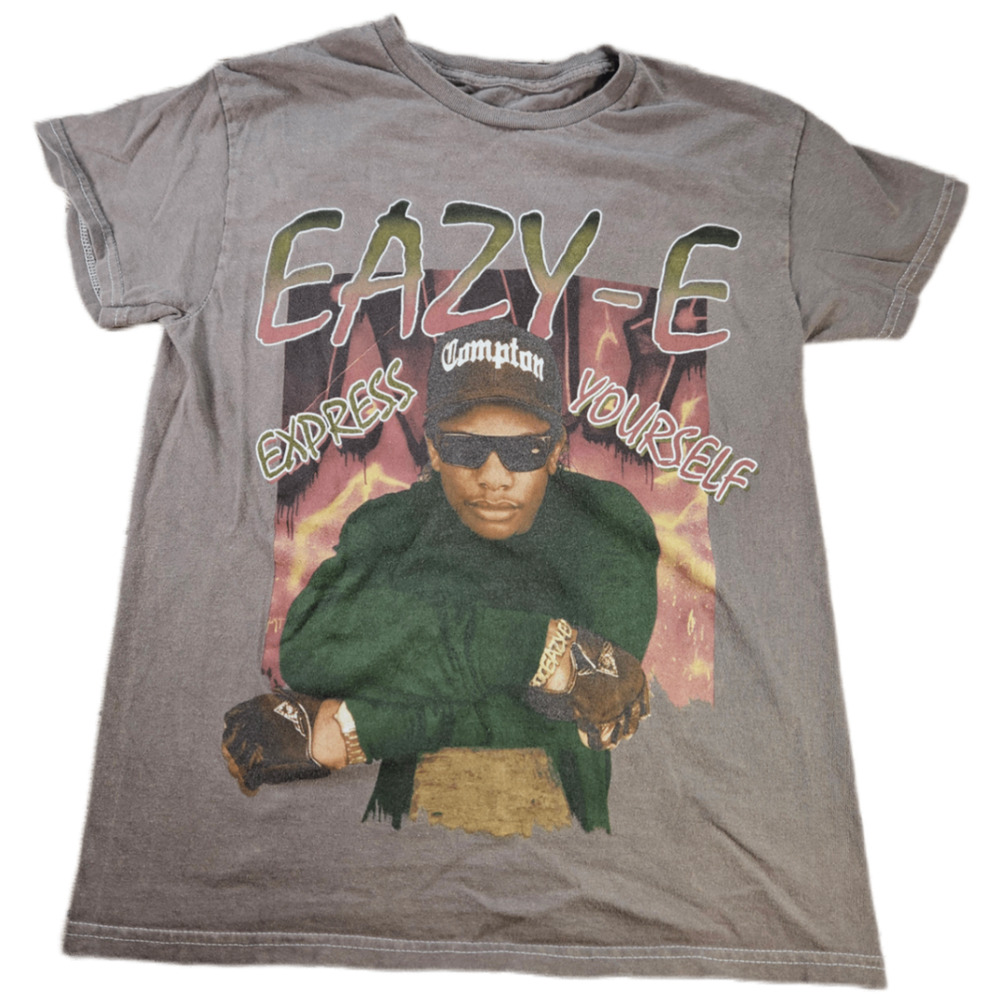 EAZY-E T-Shirt Women's Gray Small Cotton Graphic Print Hip Hop Rapper Tee